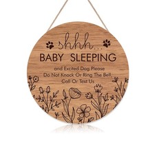 Funny Baby Sleeping Hanging Sign Plaque, Do Not Knock Or Ring The Bell, Round...