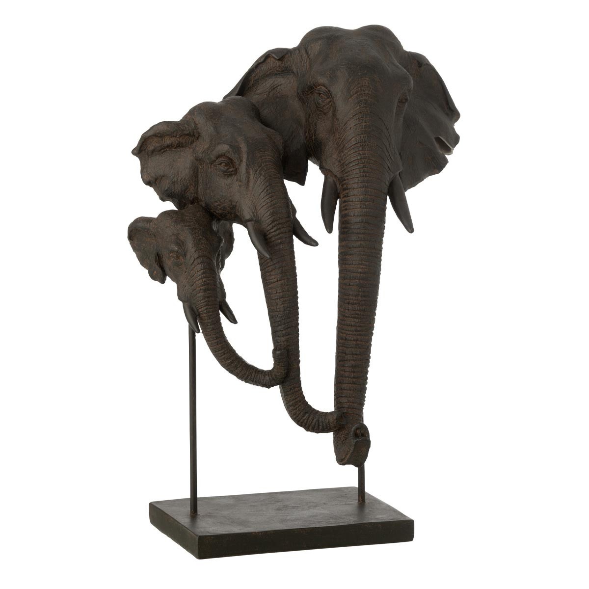 Statuette éléphant Afrique 43cm marron foncé grand format statue décoration ethnique