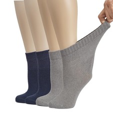 Women Cotton Diabetic Socks, Loose, Wide Stretchy, Thin 4 Pairs, by Hugh Ugoli