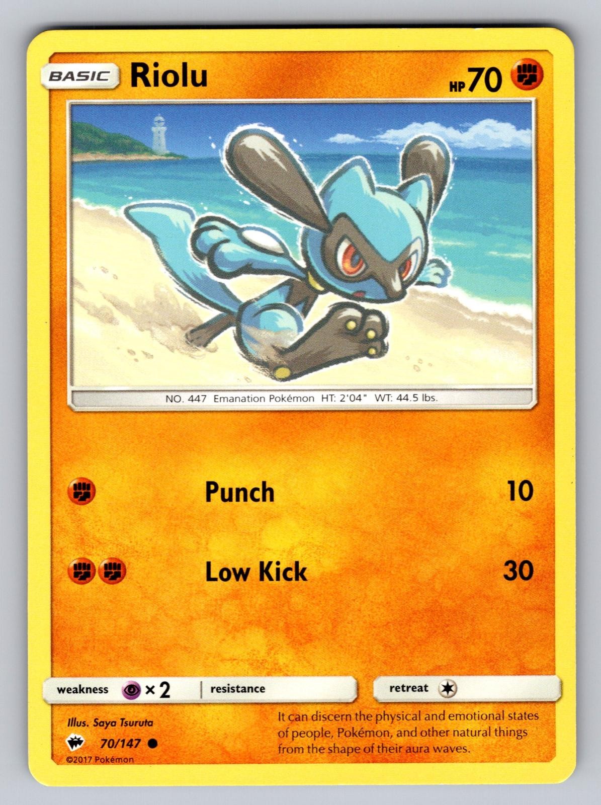 Riolu 70/147 Common Burning Shadows Pokemon Lightly Played