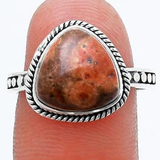 Natural Poppy Jasper 925 Sterling Silver Ring s.8.5 Jewelry R-1066