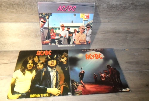 AC/DC ~ 3 LP Lot 1970's Let There Be Rock , Highway To Hell, Dirty Deeds Records