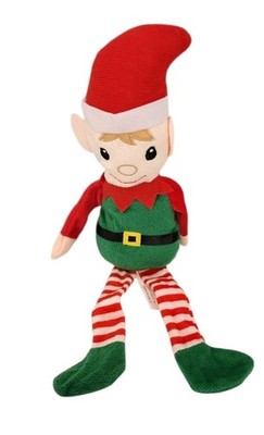 Christmas Elf Doll Plush Toy Red White Green By DTSC Imports 13.5''