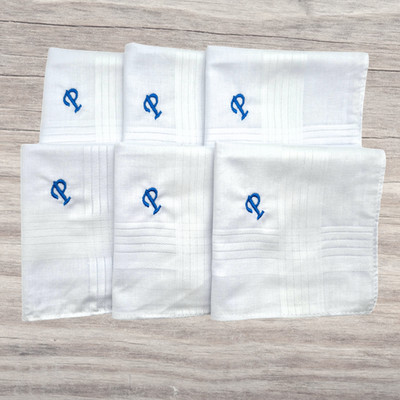 Taschentücher mit Monogramm (6er Pack) - bestickt beliebiger Buchstabe Monogramm Initiale