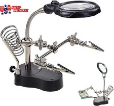 3.5X12X Helping Hands Soldering Station with LED Light Alligator Clips - Magni