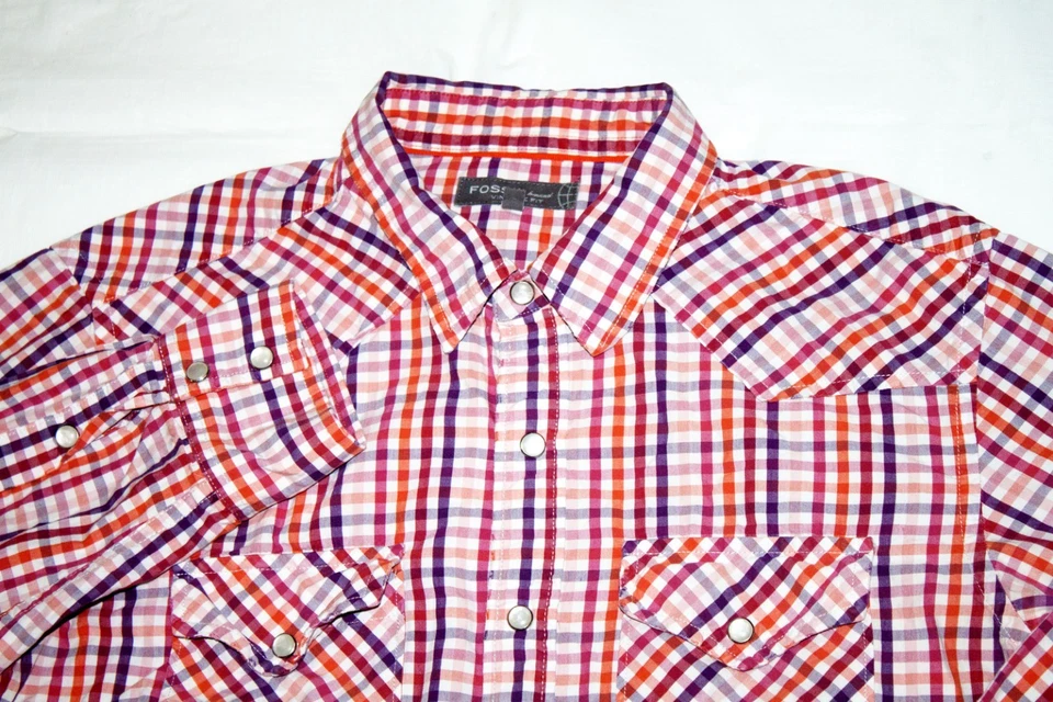 Fossil Mens Vintage Fit Long Sleeve Pearl Snap Shirt Size Large - Image 2 of 4