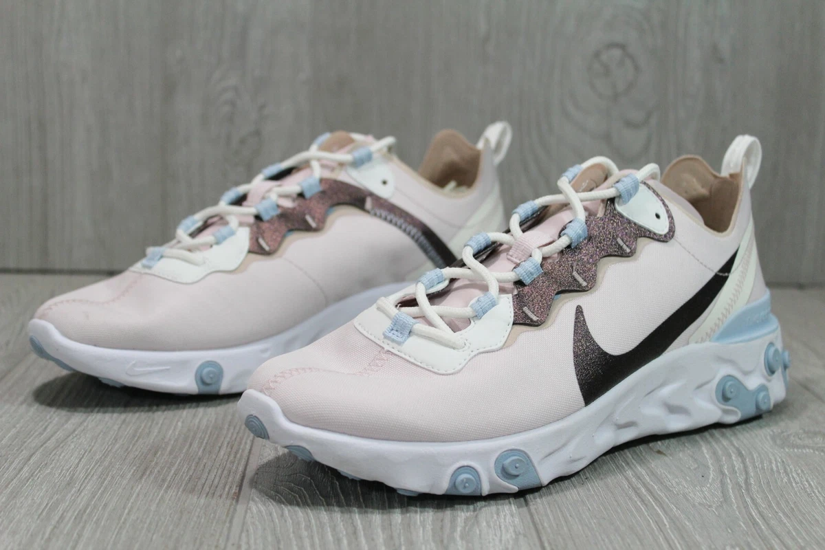 55 Nike React Element 55 SE Barely Rose White Pink Blue CN3591 600 Womens 9.5