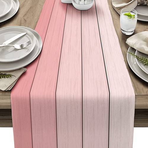 Gradient Stripe Printed Linen Tablecloth Table Runner Decoration Home Textile` ➳ - Picture 9 of 16