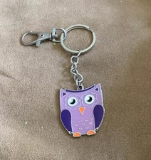 Fun Purple Owl Keychain Silver Tone C45-75