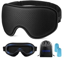 3D Blackout Sleep Mask for Men & Women, Breathable Soft Adjustable (Black)