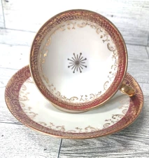 Johann Seltmann Bavaria Vohenstraub Mini Demi Tea Cup Saucer MCM Gold Atomic