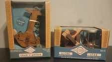 TRUE GENIUS Wood And Metal Brainteaser Puzzles Globe & Star/Wood Chain+Anchor 