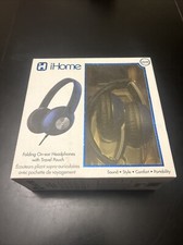 Brand New iHome iB45 On-Ear Folding Headphones. Blue. NOS Has Shelf Wear.