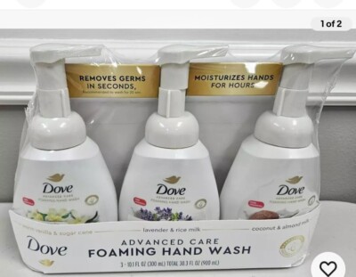 New Dove Foaming Hand Soap Variety Pack Lavender Vanilla Coconut Almond 3 bottle
