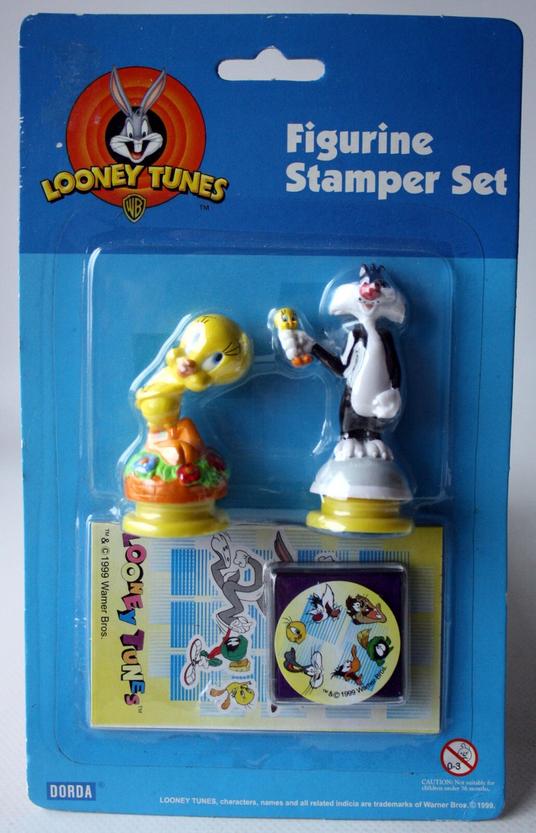 VINTAGE 1999 LOONEY TUNES SYLVESTER & TWEETY FIGURE STAMP STAMPER