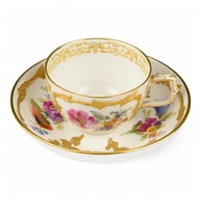 KPM Neuzierat Demitasse Cup and Saucer Berlin Gold Encrusted with Flowers