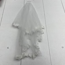 White Tulle Appliqu  Lace Trim Hair Veil