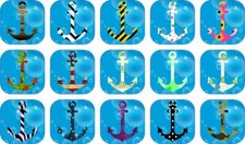 1in x 1in Blue Anchor Sticker Pattern Vinyl Decal Decals Car Window Stickers