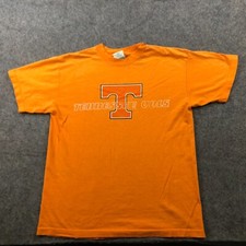 Vintage Tennessee Volunteers Shirt Mens Medium Orange Spell Out Logo NCAA*