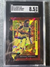 ANTHONY EDWARDS ~ 2020-21 Panini Flux Basketball Red Cracked Ice Rookie SGC 8.5