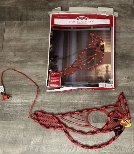 Holiday Time Christmas Red Cardinal Lighted 20" Hanging Decor Indoor/Outdoor