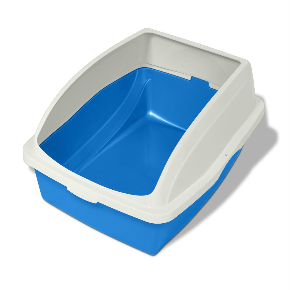 Large Framed Cat Pan Cat Litter Box with Rim   Drip shield  Colors Vary