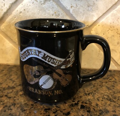 Branson Mo Missouri Souvenir Coffee Cup Country Music Black/Gold
