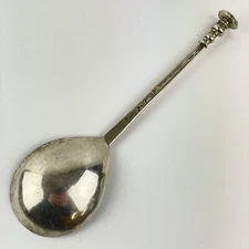 Antique George II Solid Silver Seal Top Spoon Ebenezer Coker C1740 18cm 50g