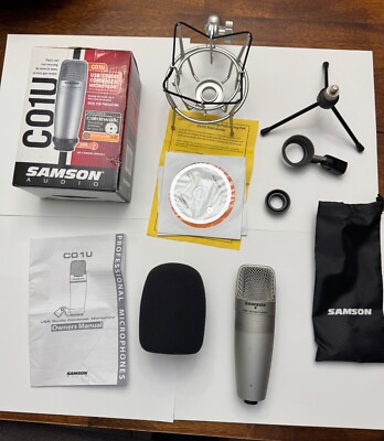 Samson C01U USB Studio Condenser Microphone Bundle w/ Shock Mount Stand Software