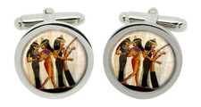 Ancient Egyptian Musicians Cufflinks in Chrome Box