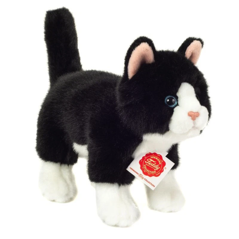 TEDDY-HERMANN GMBH Katze stehend s/w Teddy Hermann Plüschtier Stofftier Kuscheltier Plüsch L=23cm