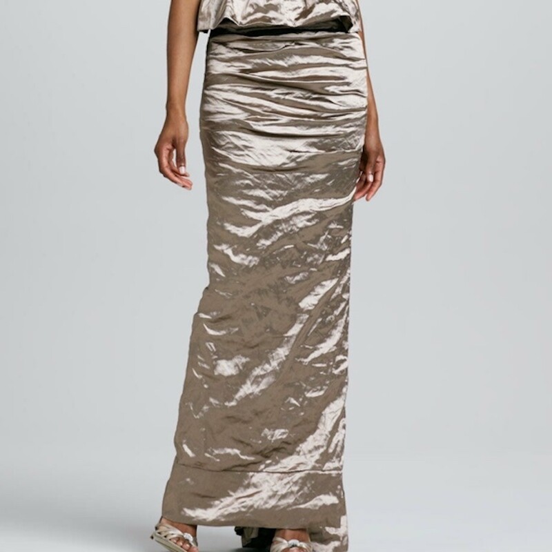 NICOLE MILLER PUPLUM RUCHED TECHNO METAL GOWN DRESS $675 SIZE 2 | eBay