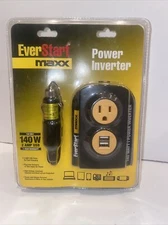 Everstart Maxx Power Inverter 140W 2 USB Plus 120 Outlet New Sealed In Package