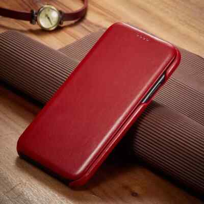 Real Genuine Leather Magnetic Flip Case For iPhone 17/16e/16/15/14/13 Pro max