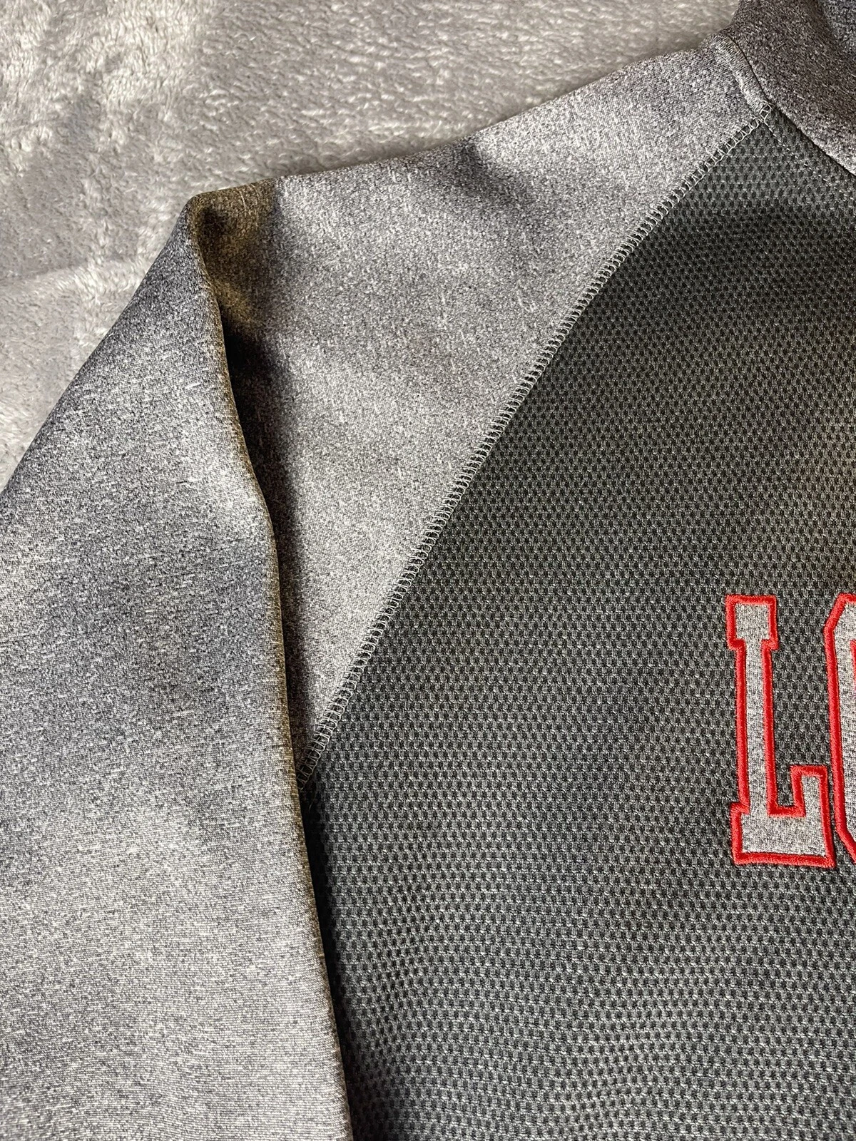 VETEMENTS Felpa con cappuccio uomo Louisville Cardinals ProEdge By Knights Apparel grigio rosso XL USATA IN OTTIME CONDIZIONI