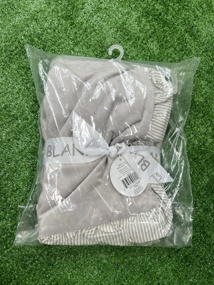 Trend Lab Dove Gray Receiving Blanket-Ruffle Stripe Trimmed 30 In X 40 In - Image 4 of 4