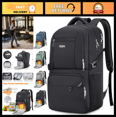 Insulated Lunch Backpack for 17'' Laptop, USB Charging, Water Resistant Travel Ba