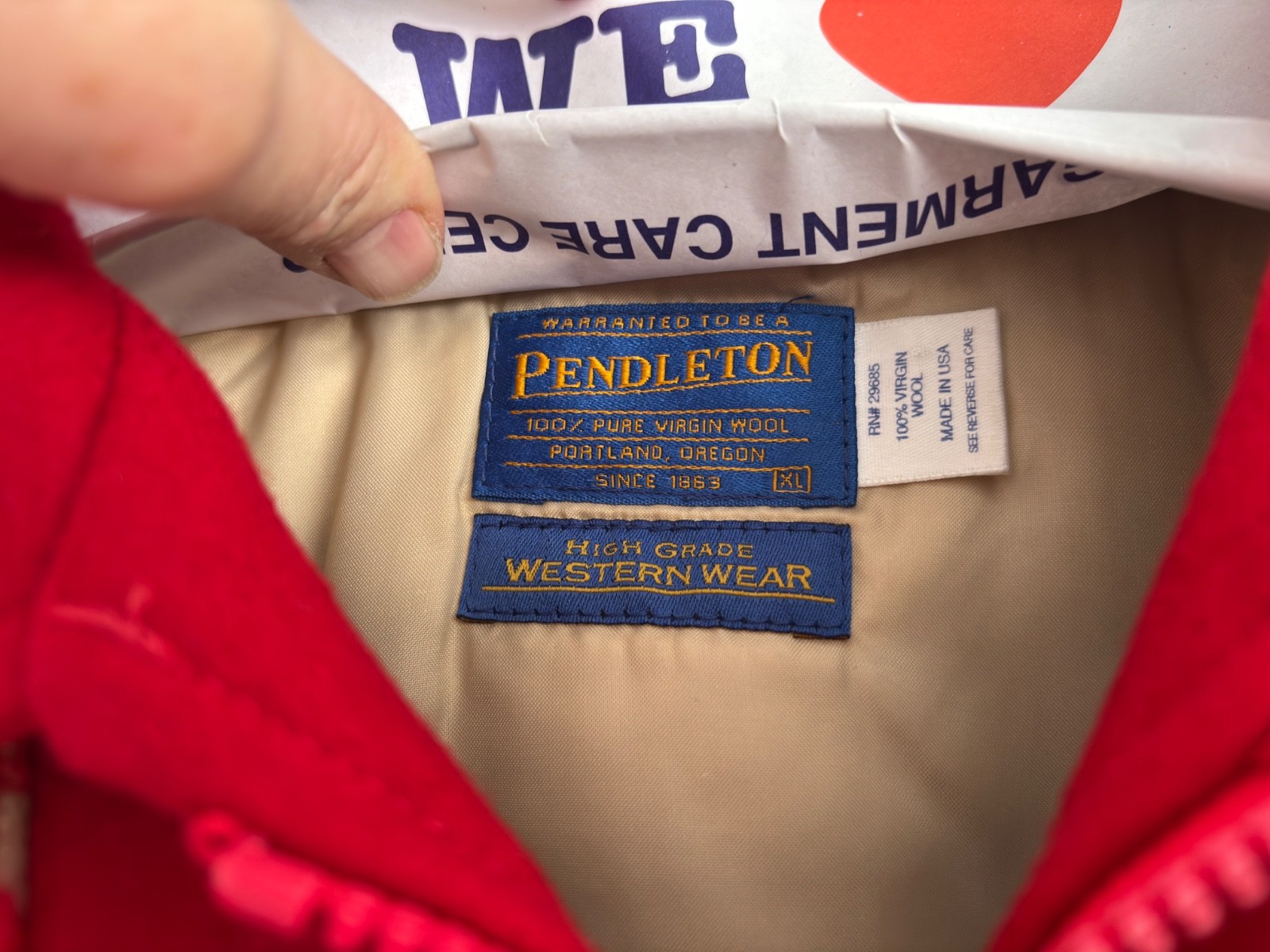 red Pendleton wool bomber jacket with a southwest… - image 5