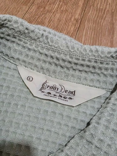Brain Dead Waffle Button Front Shirt L - Stone Color image 4
