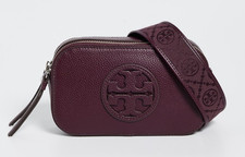 Image of Tory Burch Miller Mini Double Zip Camera Leather Crossbody ~NWT~ Dark Carmine