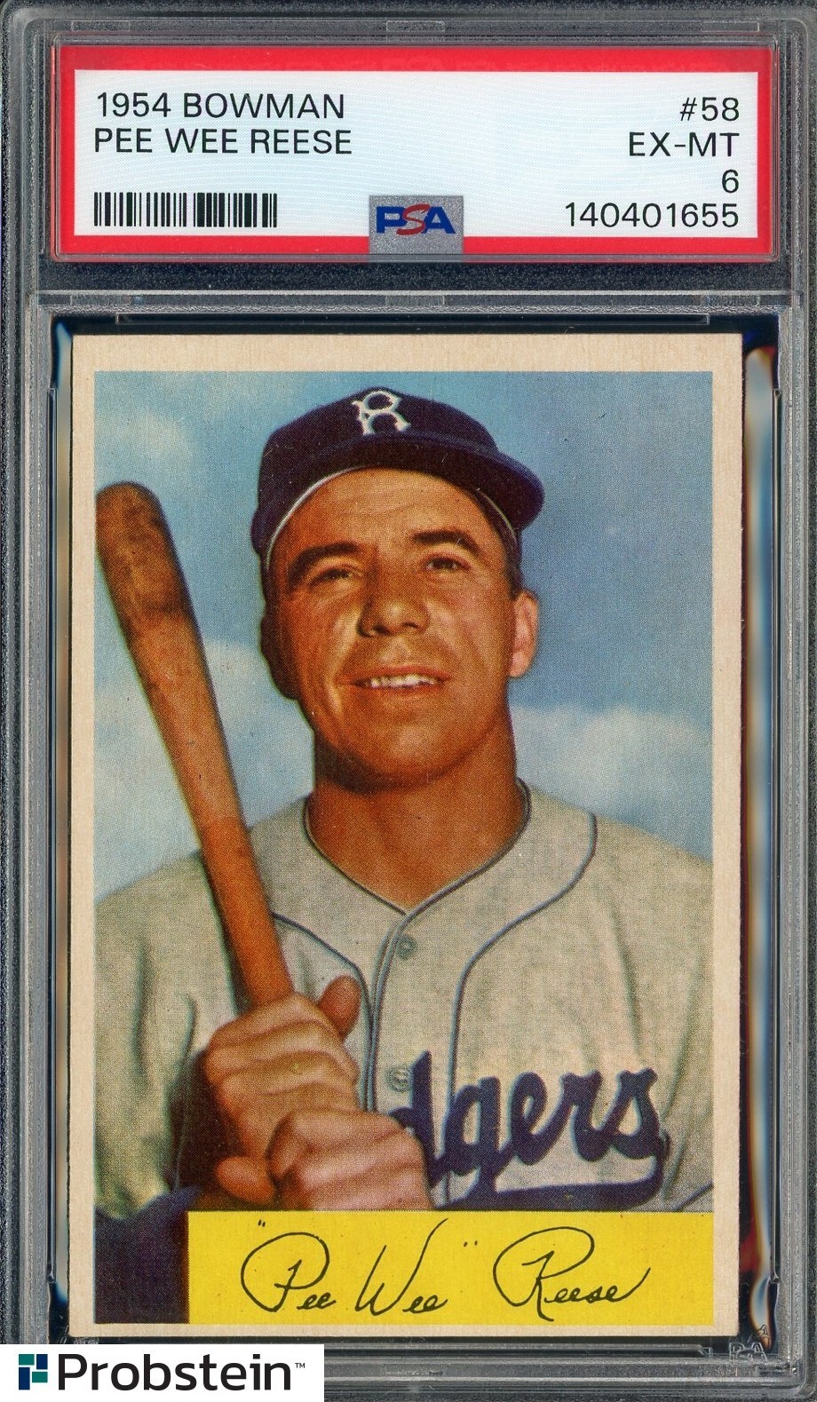 1954 Bowman #58 Pee Wee Reese Brooklyn Dodgers HOF PSA 6 EX-MT