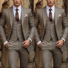 Busienss Men's Suit Offical Party Prom Tailored Tuxedo Jacket Slim Fit 3Pcs Vest