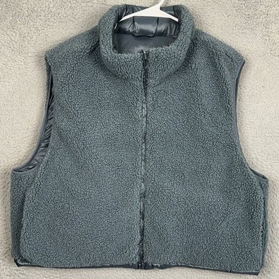 NEW Gilly Hicks Vest Womens XL Grey Sherpa Fleece Faux Fur
