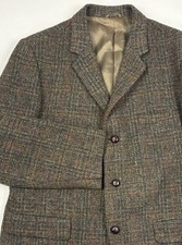 VTG Harris Tweed Dunn Co Green/Brown/Rust Plaid Sport Coat 42R Great Britain