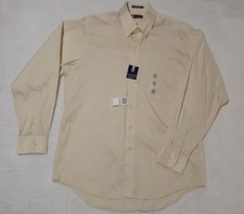 Chaps Dress Shirt Mens Large Beige Wrinkle Free Twill LS 16-16.5 34/35 NWT