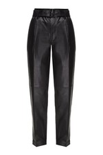 Polo Ralph Lauren Leather Belted Pleated High-Waist Black Pants Size 6 998 NWT