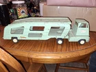Vintage 18" TONKA Car Hauler Carrier -- Green, Mint Green Pressed Steel