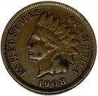 1908 Indian Head Cent Penny F Fine Condition Coin 1c US Coin- 2322