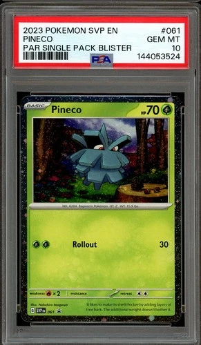 Pokemon TCG Scarlet Violet Paradox Rift Blister #061 Pineco Cosmos PSA 10