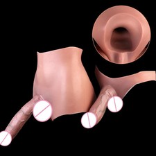 Wearable Penis Sleeve Extender Enlarger For Men Silicone Realistic Hollow Pants